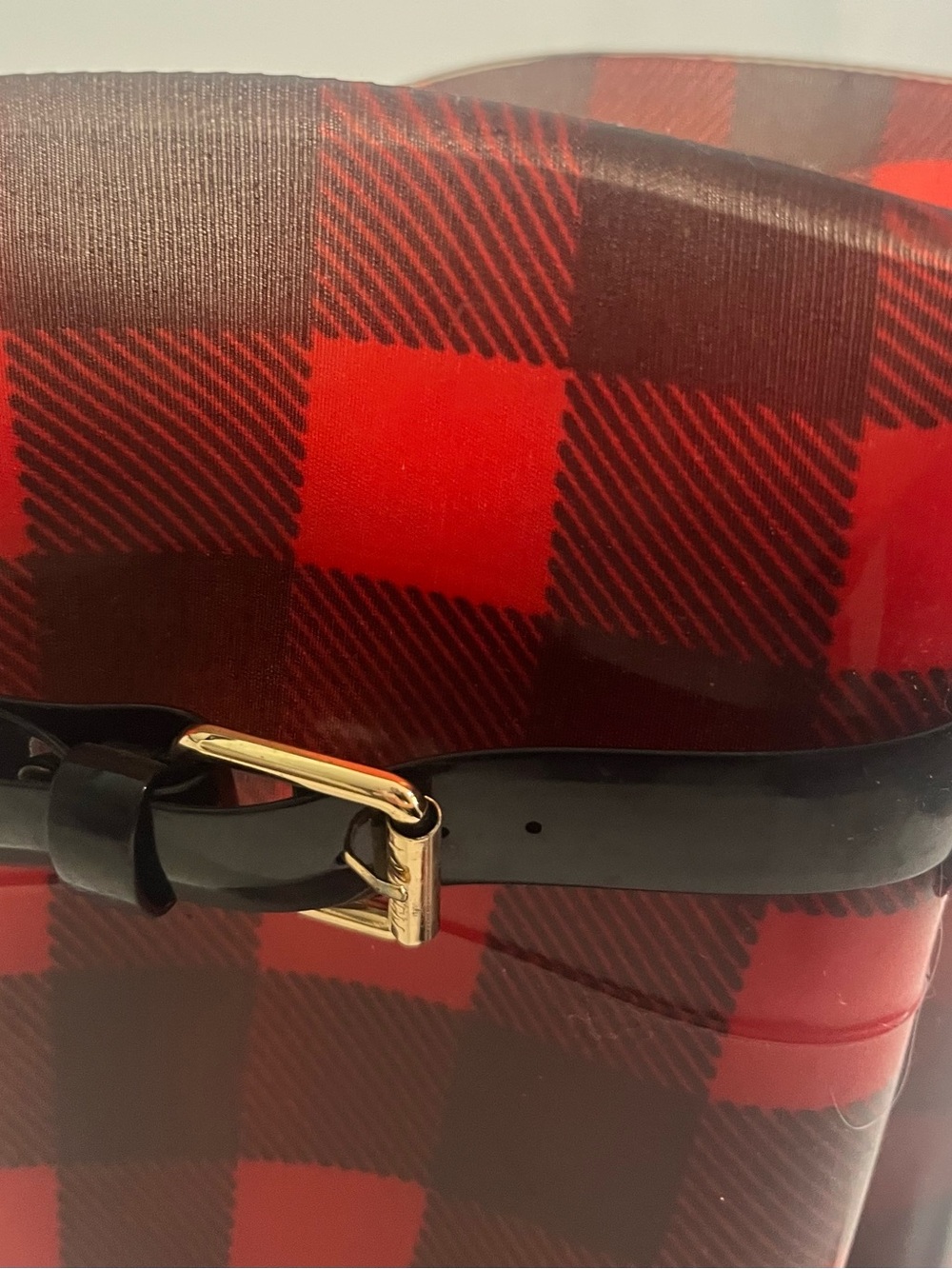 Lauren Ralph Lauren Red Black Buffalo Plaid Rain Boots Size 8 - Picture 12 of 13
